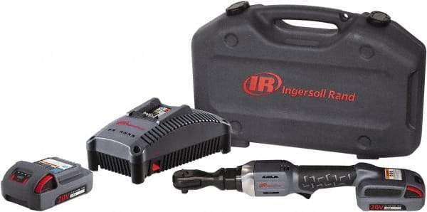 Ingersoll-Rand - 3/8" Drive 20 Volt Angled Cordless Impact Wrench & Ratchet - 225 RPM, 54 Ft/Lb Torque, 2 Lithium-Ion Batteries Included - Industrial Tool & Supply