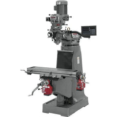 Jet - 9" Table Width x 42" Table Length, Variable Speed Pulley Control, 1 Phase Knee Milling Machine - R8 Spindle Taper, 2 hp - Industrial Tool & Supply