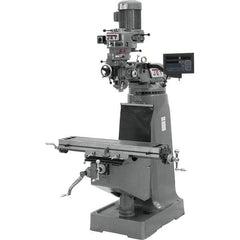 Jet - 9" Table Width x 42" Table Length, Variable Speed Pulley Control, 1 Phase Knee Milling Machine - R8 Spindle Taper, 2 hp - Industrial Tool & Supply