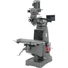 Jet - 9" Table Width x 42" Table Length, Variable Speed Pulley Control, 3 Phase Knee Milling Machine - R8 Spindle Taper, 2 hp - Industrial Tool & Supply
