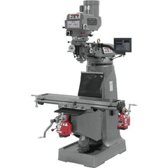 Jet - 9" Table Width x 49" Table Length, Variable Speed Pulley Control, 3 Phase Knee Milling Machine - R8 Spindle Taper, 3 hp - Industrial Tool & Supply