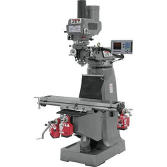 Jet - 9" Table Width x 49" Table Length, Variable Speed Pulley Control, 3 Phase Knee Milling Machine - R8 Spindle Taper, 3 hp - Industrial Tool & Supply
