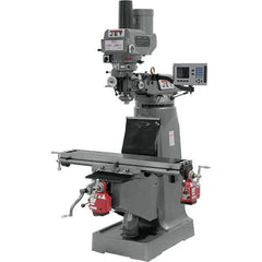 Jet - 9" Table Width x 49" Table Length, Variable Speed Pulley Control, 3 Phase Knee Milling Machine - R8 Spindle Taper, 3 hp - Industrial Tool & Supply