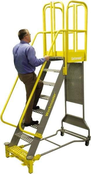 Cotterman - 180" 11 Step Super Duty Ladder - Rolling Safety Ladder, 1,000 Lb Capacity, 44" Base Width x 51" Base Depth, Grip Strut - Industrial Tool & Supply