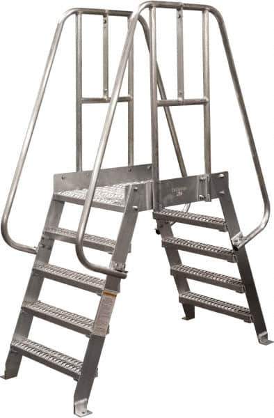 Cotterman - 60" 4 Step Crossover Bridge - Spacesaver, 500 Lb Capacity, 32" Base Width x 32" Base Depth, Grip Strut - Industrial Tool & Supply