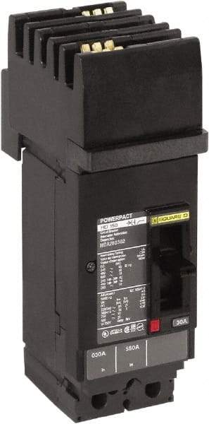 Square D - 100 Amp, 600 VAC, 2 Pole, Plug In Molded Case Circuit Breaker - Thermal Magnetic Trip, Multiple Breaking Capacity Ratings, 14-3/0 AWG - Industrial Tool & Supply