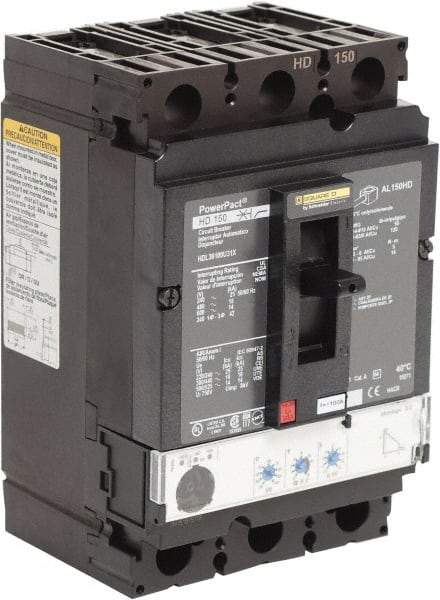 Square D - 100 Amp, 600 VAC, 3 Pole, Panel Mount Molded Case Circuit Breaker - Electronic Trip, Multiple Breaking Capacity Ratings, 14-3/0 AWG - Industrial Tool & Supply