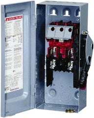 Square D - 60 Amp, 240 VAC, 250 VDC, 3 Pole Fused Safety Switch - NEMA 1, 10 hp at 240 VAC, 10 hp at 250 VDC (Single Phase), 15 hp at 240 VAC, 10 hp at 250 VDC (Triple Phase), ST Contact Form - Industrial Tool & Supply