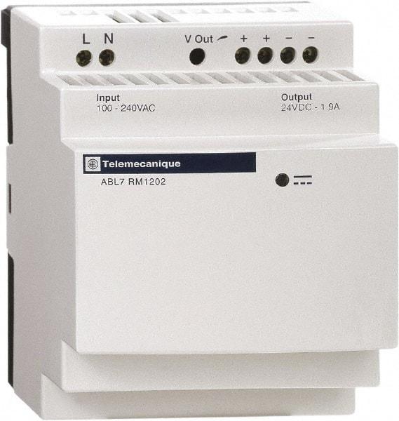 Schneider Electric - 60 Watt, 2.50 Amp, 200 to 240 VAC Input, 24 VDC Output, DIN Rail, Panel Power Supply - Screw Connection, 60mm Wide x 59mm Deep x 100mm High, 84-100% Efficiency, Green LED Output - Industrial Tool & Supply