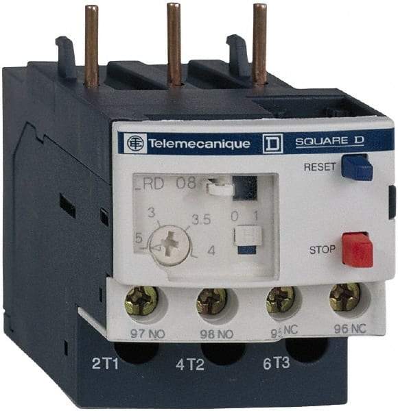 Schneider Electric - 5.5 to 8 Amp, 690 VAC, Thermal IEC Overload Relay - Trip Class 10A, For Use with LC1D09 and LC1D38 - Industrial Tool & Supply