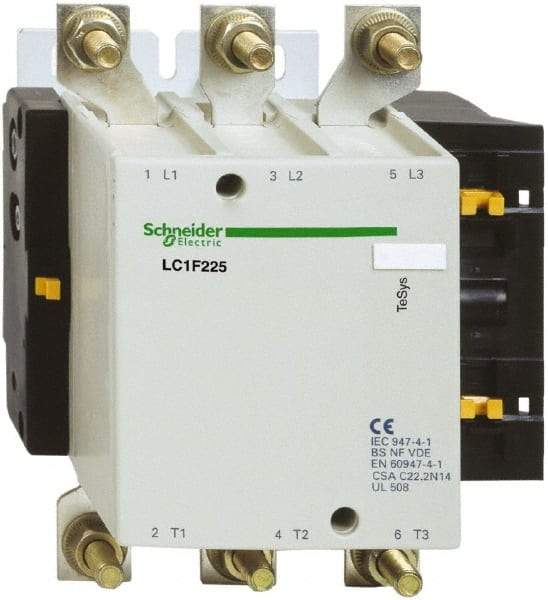 Schneider Electric - 3 Pole, 110 Coil VAC, 225 Amp at 440 VAC, Nonreversible IEC Contactor - Bureau Veritas, CCC, CSA, DNV, EN/IEC 60947-1, EN/IEC 60947-4-1, GL, JEM 1038, LROS, RINA, RMRoS, RoHS Compliant, UL Listed - Industrial Tool & Supply