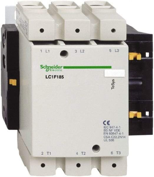 Schneider Electric - 3 Pole, 185 Amp at 440 VAC and 275 Amp at 440 VAC, Nonreversible IEC Contactor - Bureau Veritas, CCC, CSA, DNV, EN/IEC 60947-1, EN/IEC 60947-4-1, GL, JEM 1038, LROS, RINA, RMRoS, RoHS Compliant, UL Listed - Industrial Tool & Supply