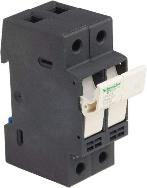 Schneider Electric - 2 Pole, 600 Volt, 30 Amp, DIN Rail Mount Fuse Holder - Compatible with CC Class, 35mm Wide Fuse - Industrial Tool & Supply