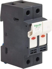 Schneider Electric - 2 Pole, 600 Volt, 32 Amp, DIN Rail Mount Fuse Holder - Compatible with AM,GG Class, 38mm Long x 35mm Wide and 10mm Diameter Fuse - Industrial Tool & Supply