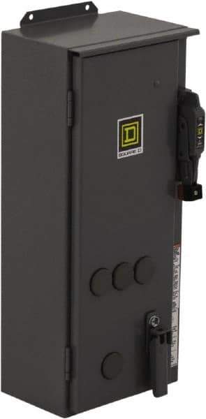 Square D - 3 Pole, 600 VAC, 18 Continuous Amp, 5 hp, Enclosed NEMA Combination Starter - NEMA 12, RoHS Compliant, 30 Amp Short Circuit Protection - Industrial Tool & Supply