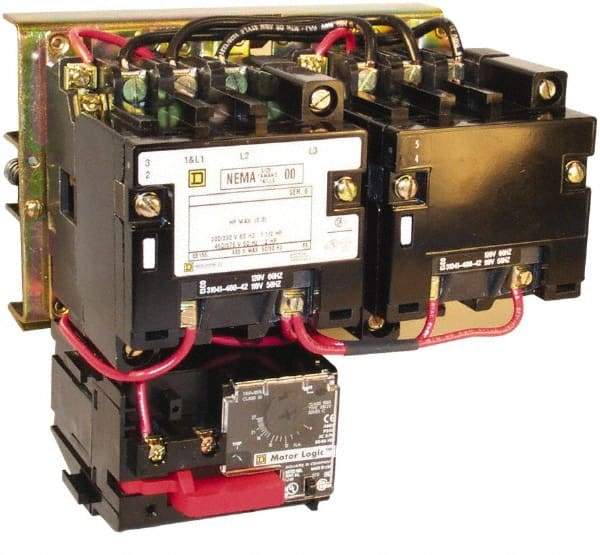 Square D - 110 Coil VAC at 50 Hz, 120 Coil VAC at 60 Hz, 90 Amp, NEMA Size 3, Reversible Open Enclosure NEMA Motor Starter - 3 Phase hp: 25 at 200 VAC, 30 at 230 VAC, 50 at 460 VAC, 50 at 575 VAC - Industrial Tool & Supply