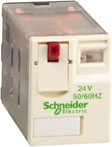 Schneider Electric - 2,500 VA Power Rating, Electromechanical Plug-in General Purpose Relay - 10 Amp at 250/277 VAC & 28/30 VDC, 5 at 250 VAC & 28 VDC, 3CO, 24 VAC at 50/60 Hz - Industrial Tool & Supply