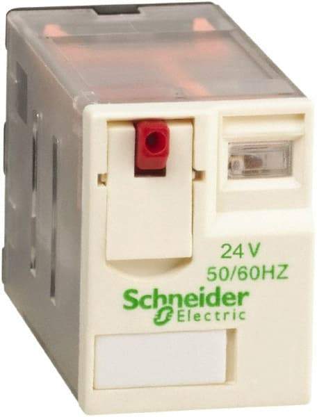 Schneider Electric - 3,000 VA Power Rating, Electromechanical Plug-in General Purpose Relay - 12 Amp at 250/277 VAC & 28 VDC, 6 Amp at 250 VAC & 28 VDC, 2CO, 24 VAC at 50/60 Hz - Industrial Tool & Supply
