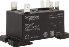 Schneider Electric - 7,500 VA Power Rating, Electromechanical Plug-in General Purpose Relay - 20 Amp at 28 VDC, 25 at 28 VDC, 30 at 250/277 VAC, 2NO, 12 VDC - Industrial Tool & Supply