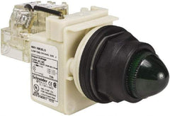 Schneider Electric - 120 V Green Lens LED Press-to-Test Indicating Light - Round Lens, Screw Clamp Connector, Corrosion Resistant, Dust Resistant, Oil Resistant - Industrial Tool & Supply