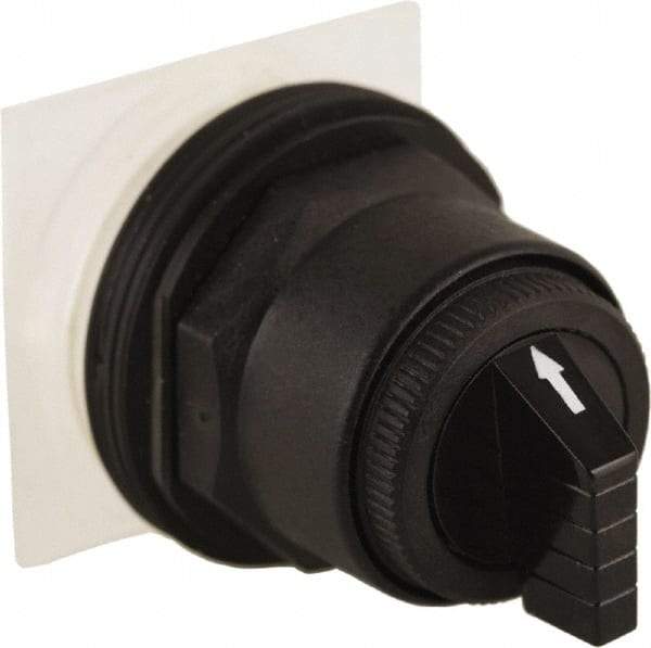 Schneider Electric - 30mm Mount Hole, 3 Position, Knob and Pushbutton Operated, Selector Switch Only - Black, Momentary (MO), without Contact Blocks, Anticorrosive, Weatherproof, Dust and Oil Resistant - Industrial Tool & Supply