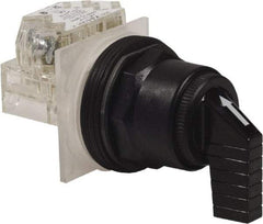 Schneider Electric - 1.18 Inch Mount Hole, 3 Position, Knob and Pushbutton Operated, Selector Switch - Black, Momentary (MO), Anticorrosive, Weatherproof, Dust and Oil Resistant - Industrial Tool & Supply