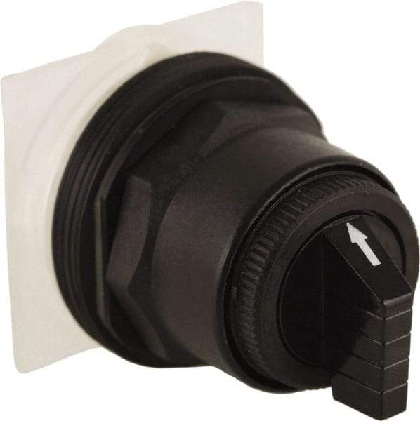 Schneider Electric - 30mm Mount Hole, 3 Position, Knob and Pushbutton Operated, Selector Switch Only - Black, Maintained (MA), without Contact Blocks, Anticorrosive, Weatherproof, Dust and Oil Resistant - Industrial Tool & Supply