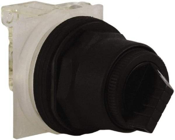 Schneider Electric - 30mm Mount Hole, 2 Position, Knob and Pushbutton Operated, Selector Switch - Black, Maintained (MA), Anticorrosive, Weatherproof, Dust and Oil Resistant - Industrial Tool & Supply