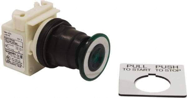 Schneider Electric - 30mm Mount Hole, Extended Straight, Pushbutton Switch Only - Green Pushbutton, Maintained (MA), Momentary (MO) - Industrial Tool & Supply