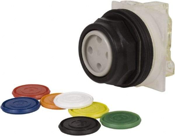 Schneider Electric - 30mm Mount Hole, Flush, Pushbutton Switch with Contact Block - Octagon, Multicolor Pushbutton, Momentary (MO) - Industrial Tool & Supply