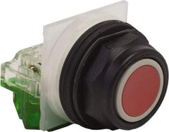 Schneider Electric - 30mm Mount Hole, Extended Straight, Pushbutton Switch with Contact Block - Red Pushbutton, Momentary (MO) - Industrial Tool & Supply