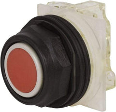 Schneider Electric - 30mm Mount Hole, Flush, Pushbutton Switch with Contact Block - Octagon, Red Pushbutton, Momentary (MO) - Industrial Tool & Supply