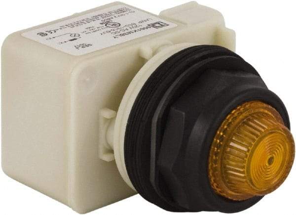 Schneider Electric - 120 V Amber Lens LED Indicating Light - Round Lens, Screw Clamp Connector, Corrosion Resistant, Dust Resistant, Oil Resistant - Industrial Tool & Supply
