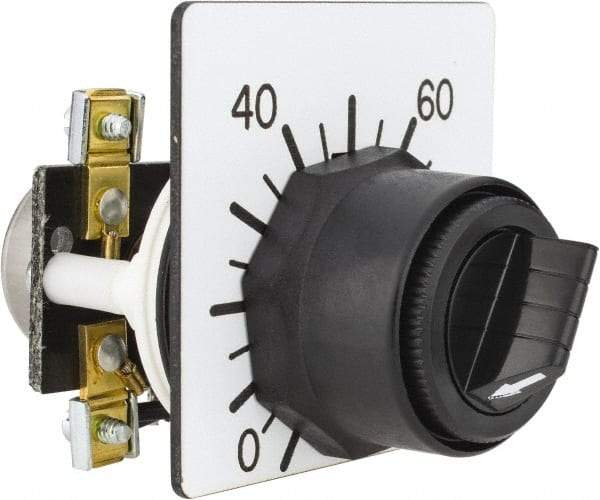 Square D - 5,000 Ohm, 30mm, 300 VAC Potentiometer - 2 Watts, Nonilluminated, Knob Operated, NEMA 4, 13 - Industrial Tool & Supply