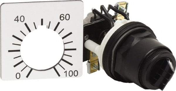 Square D - 2,500 Ohm, 30mm, 300 VAC Potentiometer - 2 Watts, Nonilluminated, Knob Operated, NEMA 4, 13 - Industrial Tool & Supply