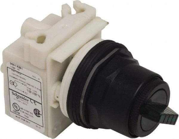 Schneider Electric - 1.18 Inch Mount Hole, 2 Position, Knob and Pushbutton Operated, Selector Switch Only - Green, Maintained (MA), without Contact Blocks, Anticorrosive, Weatherproof, Dust and Oil Resistant - Industrial Tool & Supply