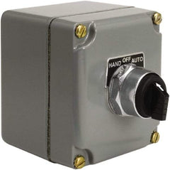 Schneider Electric - 1 Operator, Projecting Pushbutton Control Station - Auto, Hand, Off (Legend), Maintained Switch, NO Contact, NEMA 13, 3, 4 - Industrial Tool & Supply