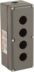 Schneider Electric - 4 Hole, 30mm Hole Diameter, Aluminum Pushbutton Switch Enclosure - 1, 3, 4, 6, 12, 13 NEMA Rated - Industrial Tool & Supply