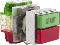 Schneider Electric - 30mm Mount Hole, Pushbutton Switch Only - Rectangle, Green and Red Pushbutton, Nonilluminated, Momentary (MO), On-Off - Industrial Tool & Supply