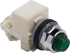 Schneider Electric - 120 V Green Lens LED Press-to-Test Indicating Light - Octagonal Lens, Screw Clamp Connector - Industrial Tool & Supply