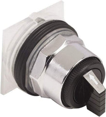 Schneider Electric - 30mm Mount Hole, 3 Position, Knob and Pushbutton Operated, Selector Switch Only - Black, Momentary (MO), without Contact Blocks, Weatherproof and Dust and Oil Resistant - Industrial Tool & Supply