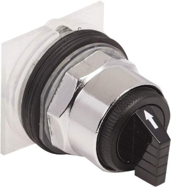 Schneider Electric - 1.18 Inch Mount Hole, 3 Position, Knob and Pushbutton Operated, Selector Switch Only - Black, Maintained (MA), without Contact Blocks, Weatherproof and Dust and Oil Resistant - Industrial Tool & Supply