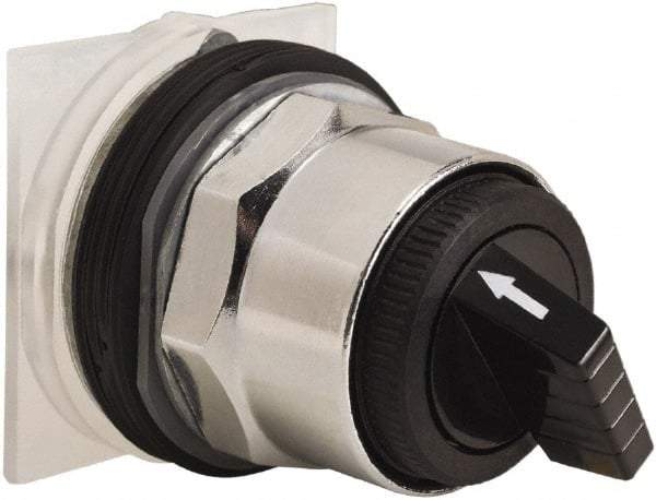 Schneider Electric - 30mm Mount Hole, 2 Position, Knob and Pushbutton Operated, Selector Switch Only - Black, Maintained (MA), without Contact Blocks, Weatherproof and Dust and Oil Resistant - Industrial Tool & Supply