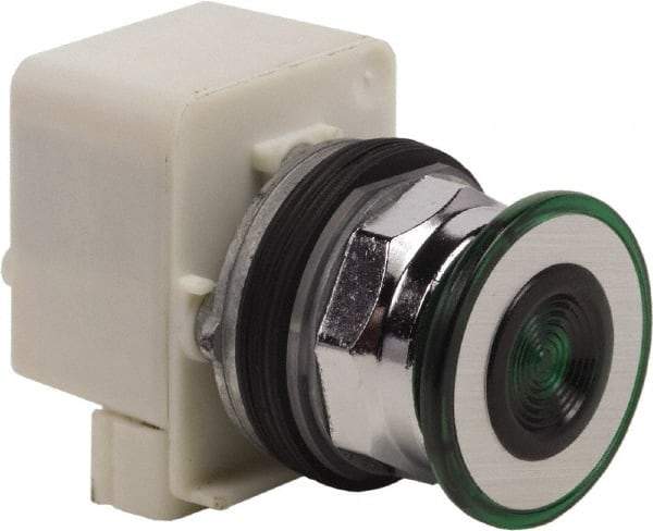 Schneider Electric - 30mm Mount Hole, Extended Straight, Pushbutton Switch Only - Green Pushbutton, Maintained (MA) - Industrial Tool & Supply
