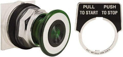 Schneider Electric - 30mm Mount Hole, Extended Straight, Pushbutton Switch Only - Green Pushbutton, Maintained (MA) - Industrial Tool & Supply