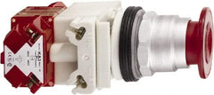 Schneider Electric - 30mm Mount Hole, Extended Straight, Pushbutton Switch with Contact Block - Red Pushbutton, Maintained (MA), Momentary (MO) - Industrial Tool & Supply
