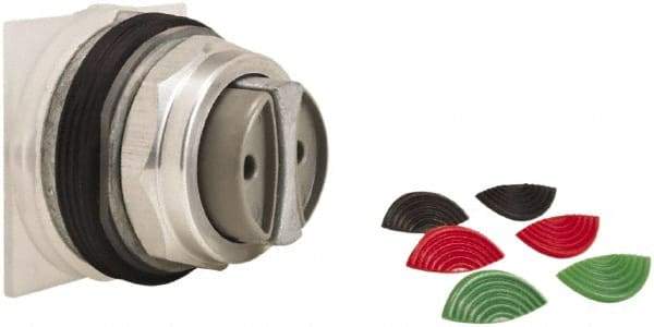 Schneider Electric - 1.18 Inch Mount Hole, Extended Straight, Pushbutton Switch Only - Round, Black, Green and Red Pushbutton, Momentary (MO), Weatherproof, Dust and Oil Resistant - Industrial Tool & Supply