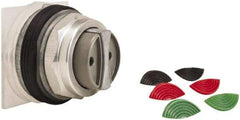 Schneider Electric - 1.18 Inch Mount Hole, Extended Straight, Pushbutton Switch Only - Round, Black, Green and Red Pushbutton, Momentary (MO), Weatherproof, Dust and Oil Resistant - Industrial Tool & Supply