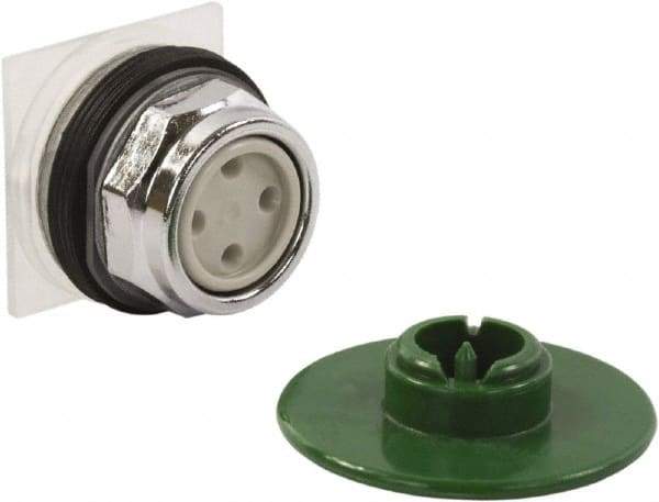 Schneider Electric - 1.18 Inch Mount Hole, Extended Straight, Pushbutton Switch Only - Round, Green Pushbutton, Momentary (MO), Weatherproof, Dust and Oil Resistant - Industrial Tool & Supply