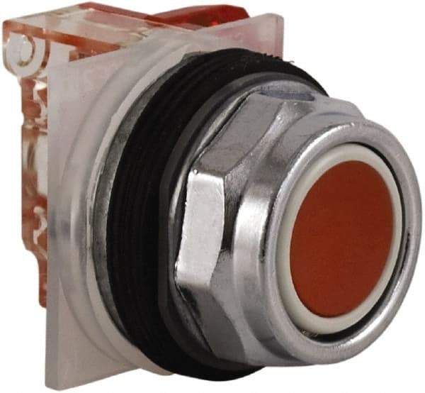 Schneider Electric - 30mm Mount Hole, Extended Straight, Pushbutton Switch with Contact Block - Red Pushbutton, Momentary (MO) - Industrial Tool & Supply